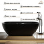59"/69"Solid Surface Freestanding Bathtub in (Matte Black& Grey)