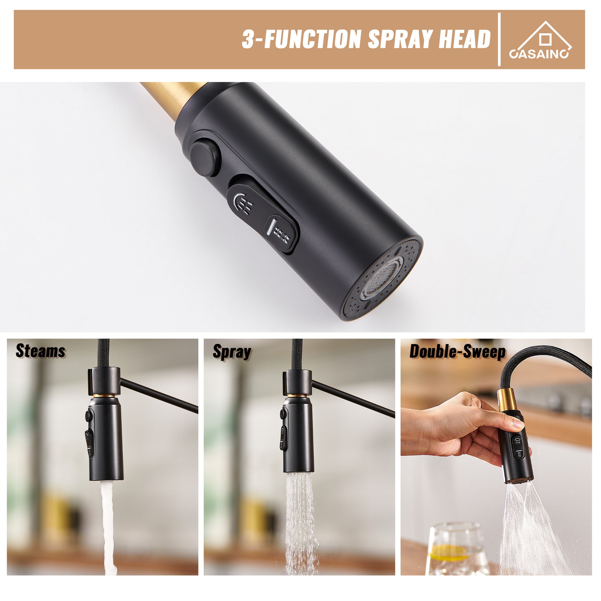 Commercial Style Pull-Down Single Handle 19" Kitchen Faucet