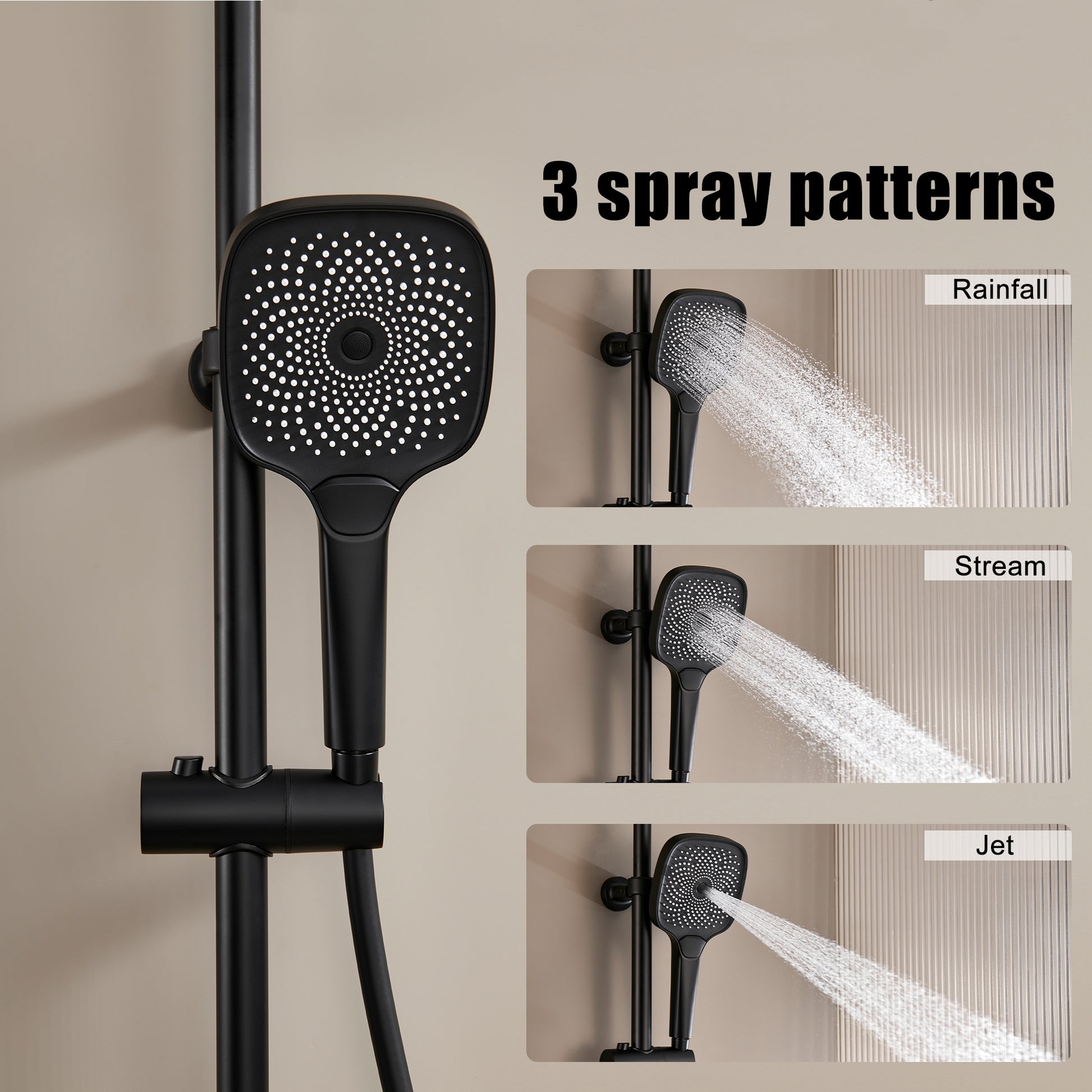 10-inch 4-Function Thermostatic Exposed Shower System with Tub Spout & Handheld Bidet
