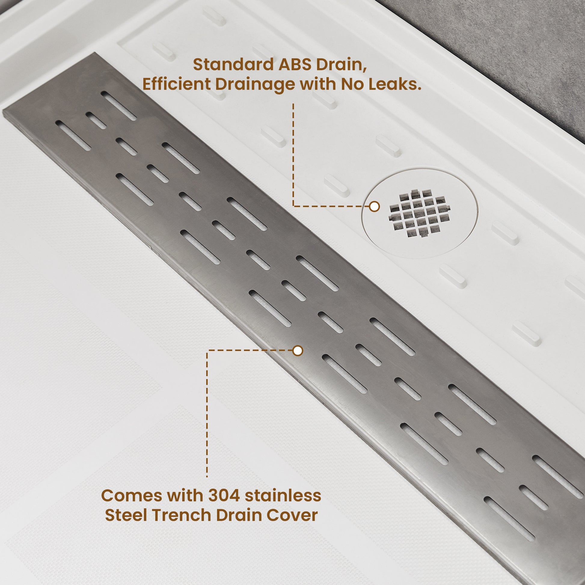 60"x36" White Solid Surface Rectangle Single Threshold Shower Pan Base