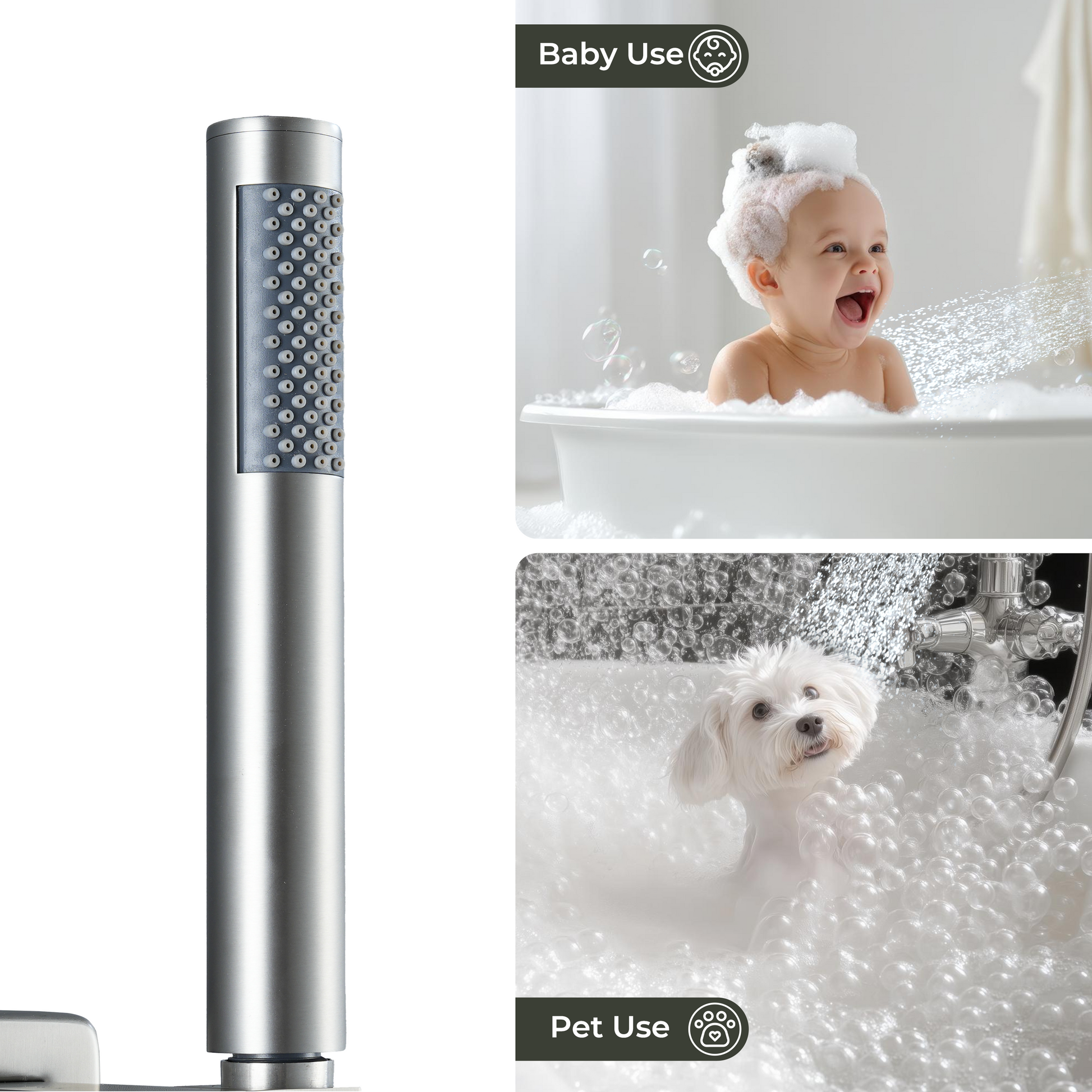 Round Stainless Steel Handheld Shower Head with Anti-Clog Nozzles