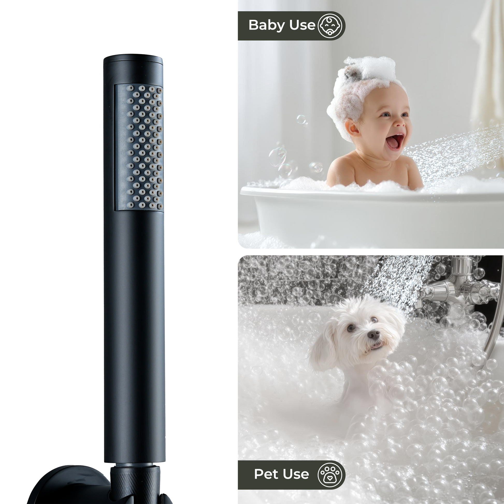 Round Stainless Steel Handheld Shower Head with Anti-Clog Nozzles