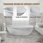 CASAINC 63" Solid Surface Freestanding Bathtub,Oval Shaped Stone Resin Freestanding Tubs with Overflow and  Drain, Matte Black, Matte Grey, Matte White