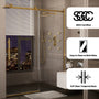 60"x76" Frameless Shower Door with Cushioned Single Slide, SGCC-Certified Tempered Shower Glass Door in Matte Black/Chrome/Brushed Nickel/Brushed Gold