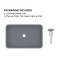 19in Bathroom Concrete Rectangular Vessel Sink with Drainer in Black Earth / Blue Ashes / Taupe Clay