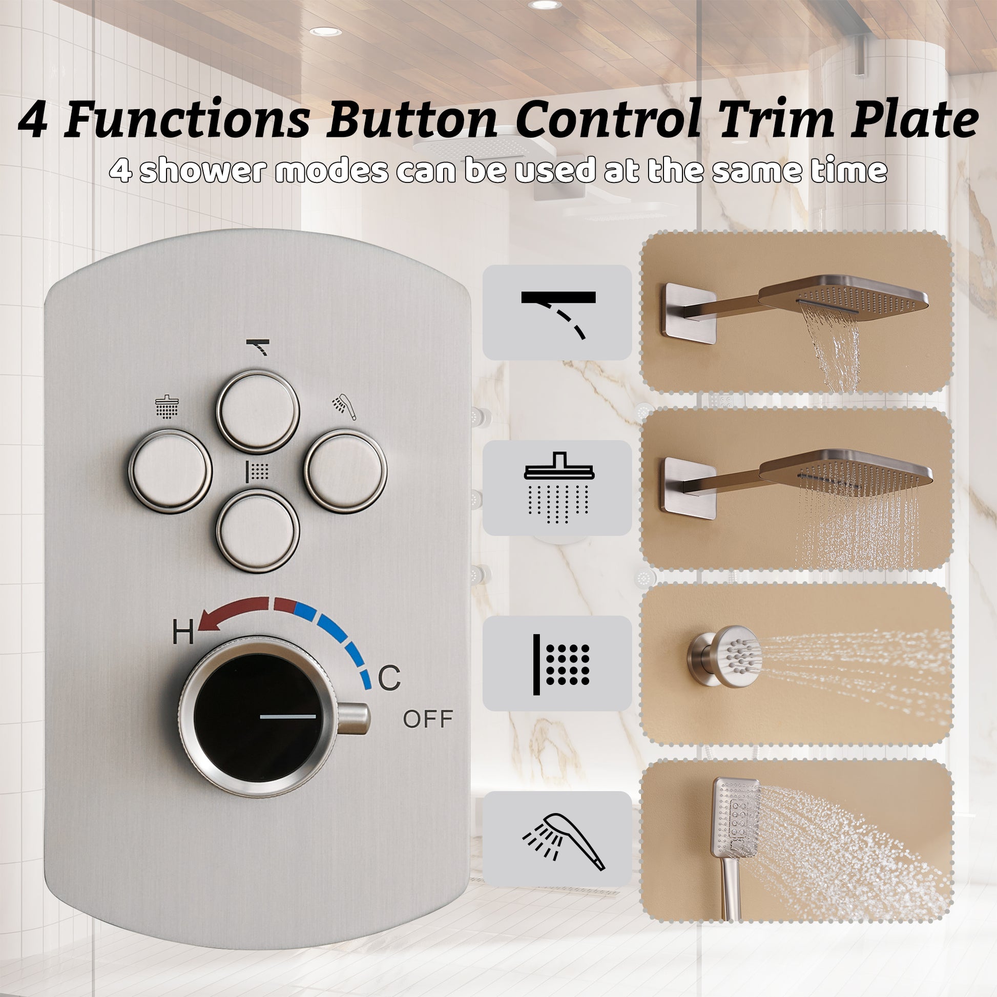 Luxurious Balancing Valve Shower System with 360° Body Jets and Water Bar Spray