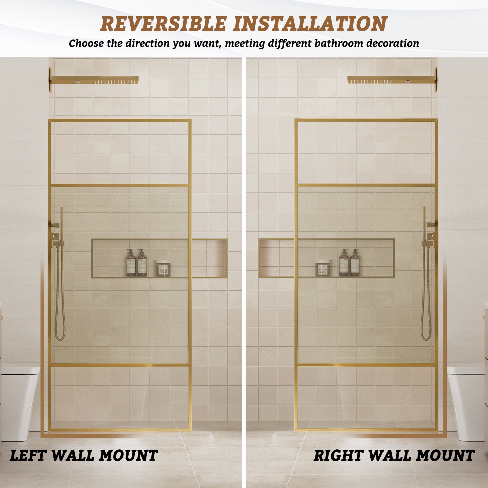 34"x74" Glass Shower Spliced Screen Panel with 304 Stainless Steel Hardware