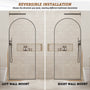 34"x78" Tempered Glass Shower Screen with Integrated Curved Frame
