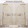 34"x78" Tempered Glass Shower Screen with Integrated Curved Frame