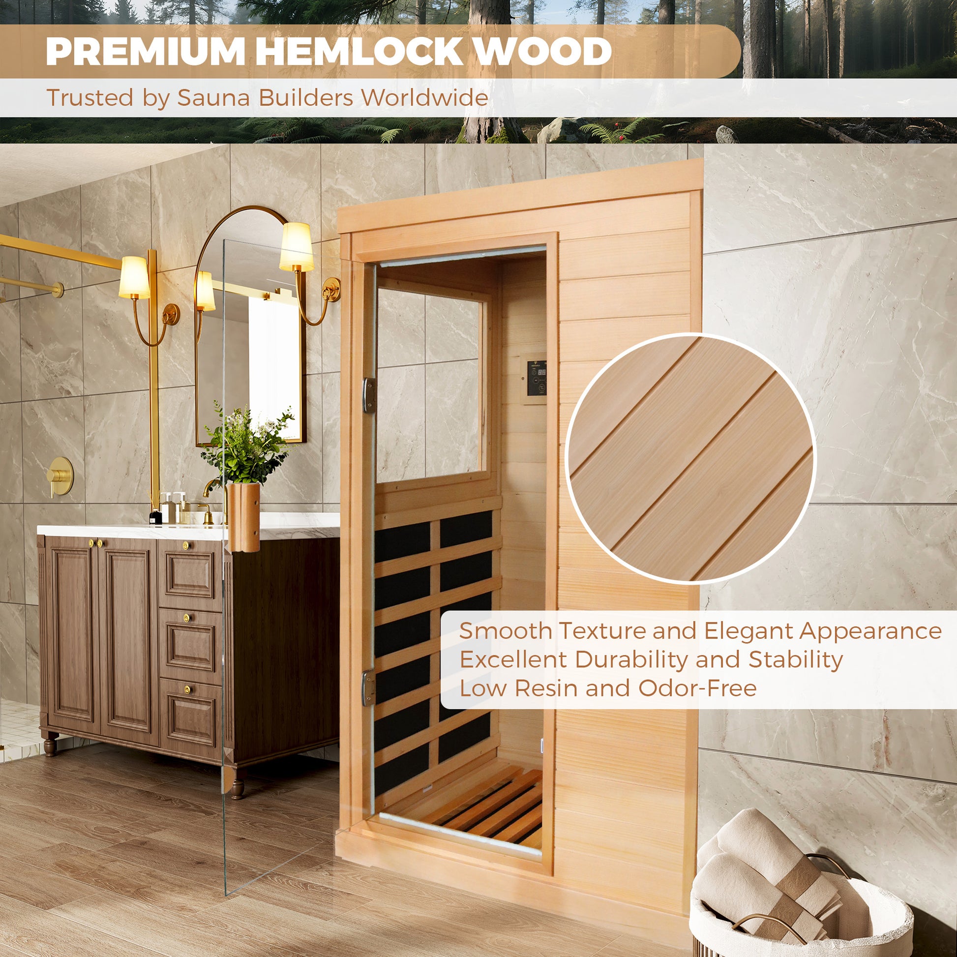 1-Person Indoor Infrared Sauna Room with Bluetooth & LED Light