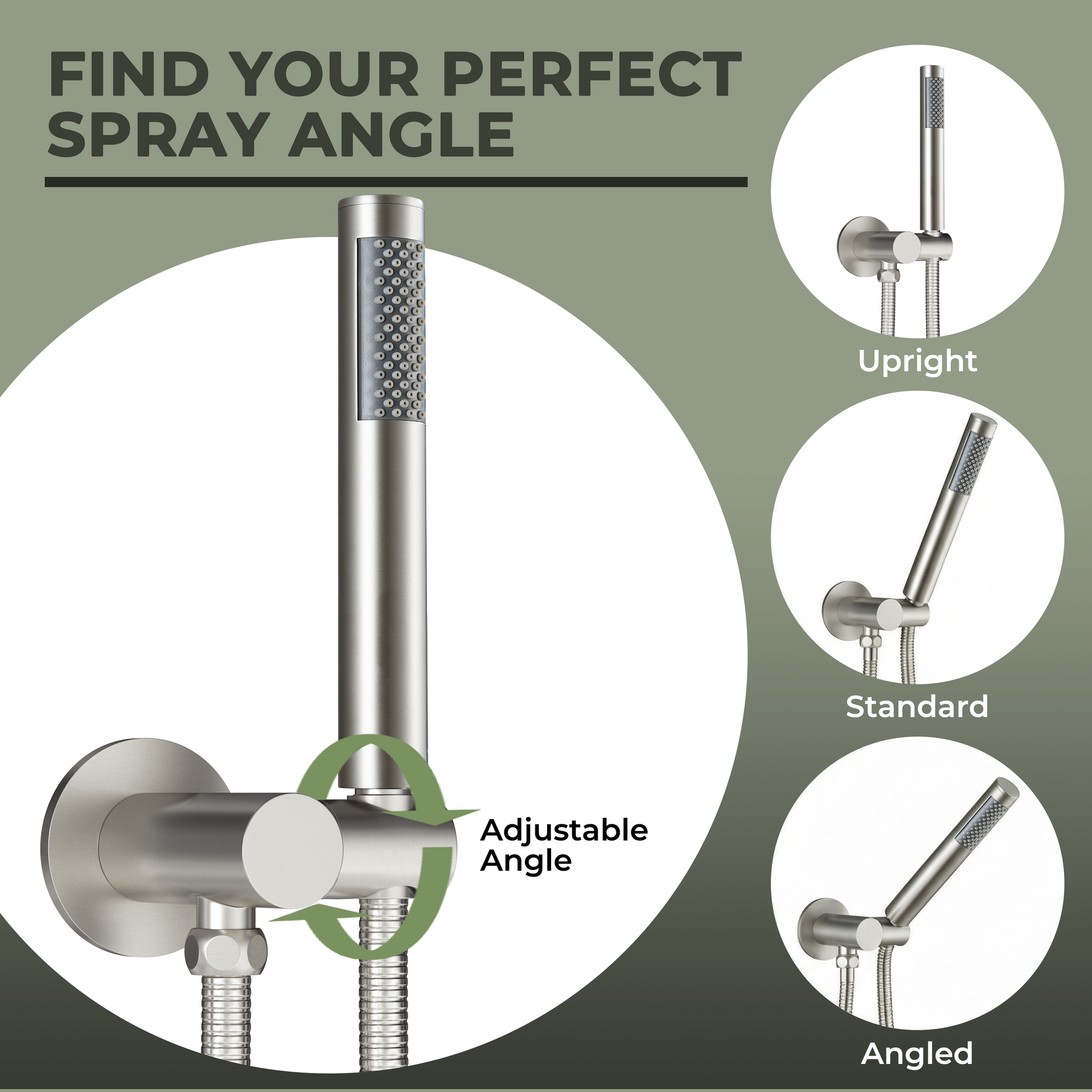 Wall Mount Round Handheld Shower Holder with Adjustable Angle