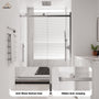 48"x76" Frameless Shower Door with Cushioned Single Slide, SGCC-Certified Tempered Shower Glass Door in Matte Black/Chrome/Brushed Nickel/Brushed Gold