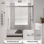 60"x76" Frameless Shower Door with Cushioned Single Slide, SGCC-Certified Tempered Shower Glass Door in Matte Black/Chrome/Brushed Nickel/Brushed Gold