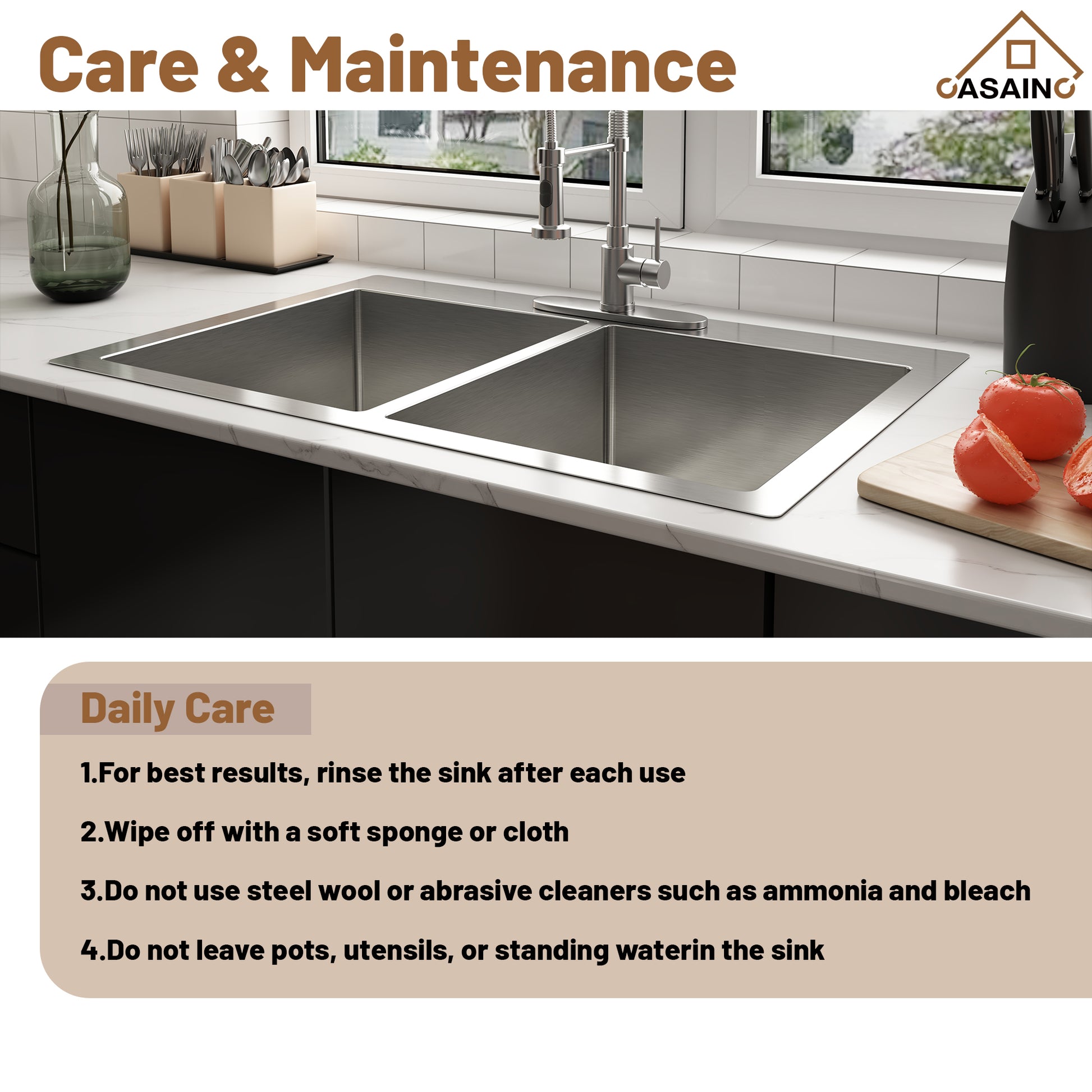 33 Inch Stainless Steel Topmount Kitchen Sink Drop In Workstation Brushed Kitchen Sink 18 Gauge 10 Inch Deep Single Bowl Kitchen Sink with Drainer and Drain Rack
