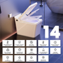 Elongated White Square-Shaped Tankless Smart Bidet Toilet