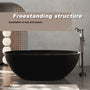 65" Solid Surface Freestanding Bathtub in (Matte Black& Grey)