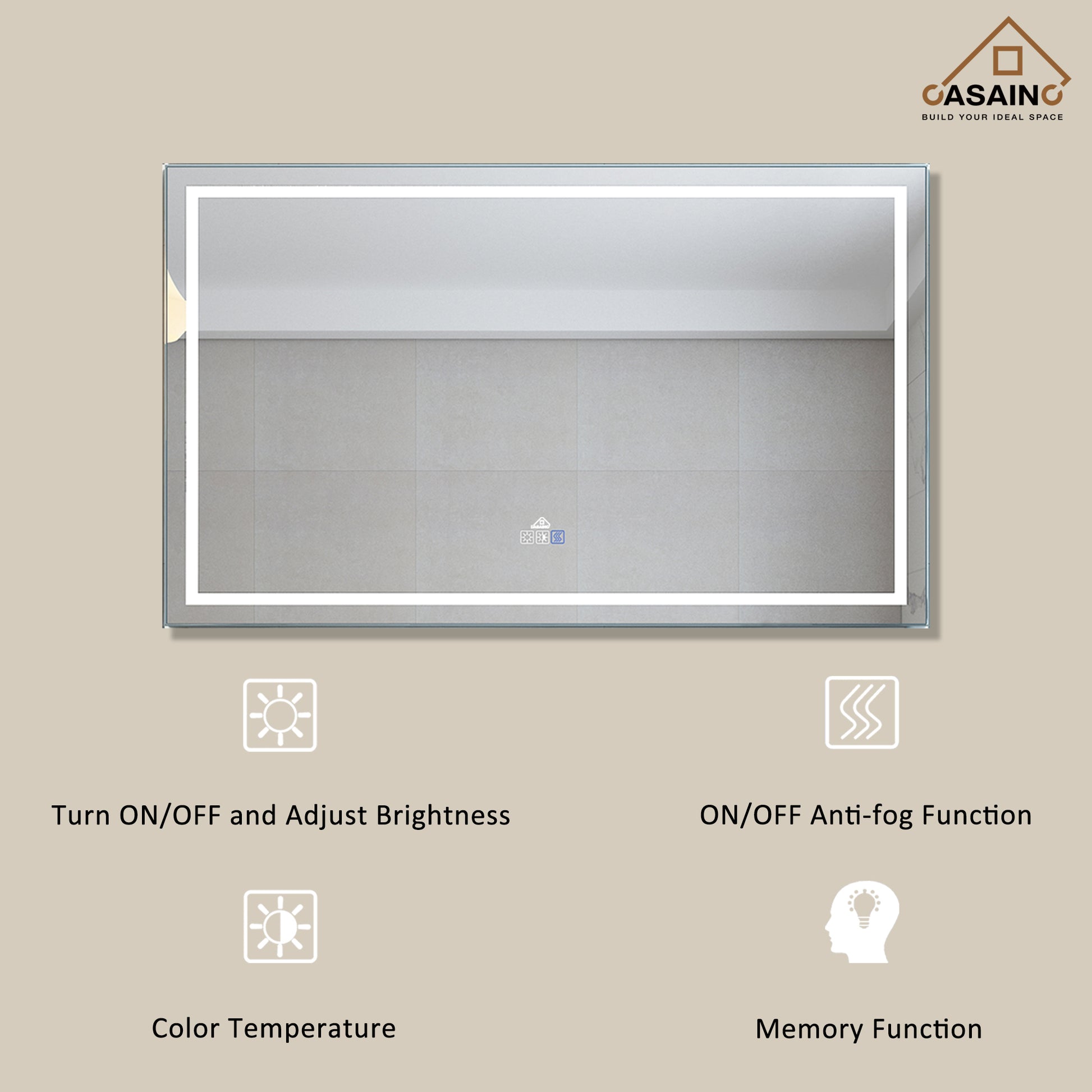 CASAINC Bathroom Vanity 60 x 22 x 35.4 with 1.2" Thickness Countertop & Backsplash, Bothe Side Rectangular Sink, 4 Soft Closing Doors, 2 Dove Tail Drawer Construction, Soft Close Drawer Hinges, Gray, White (With Mirror)