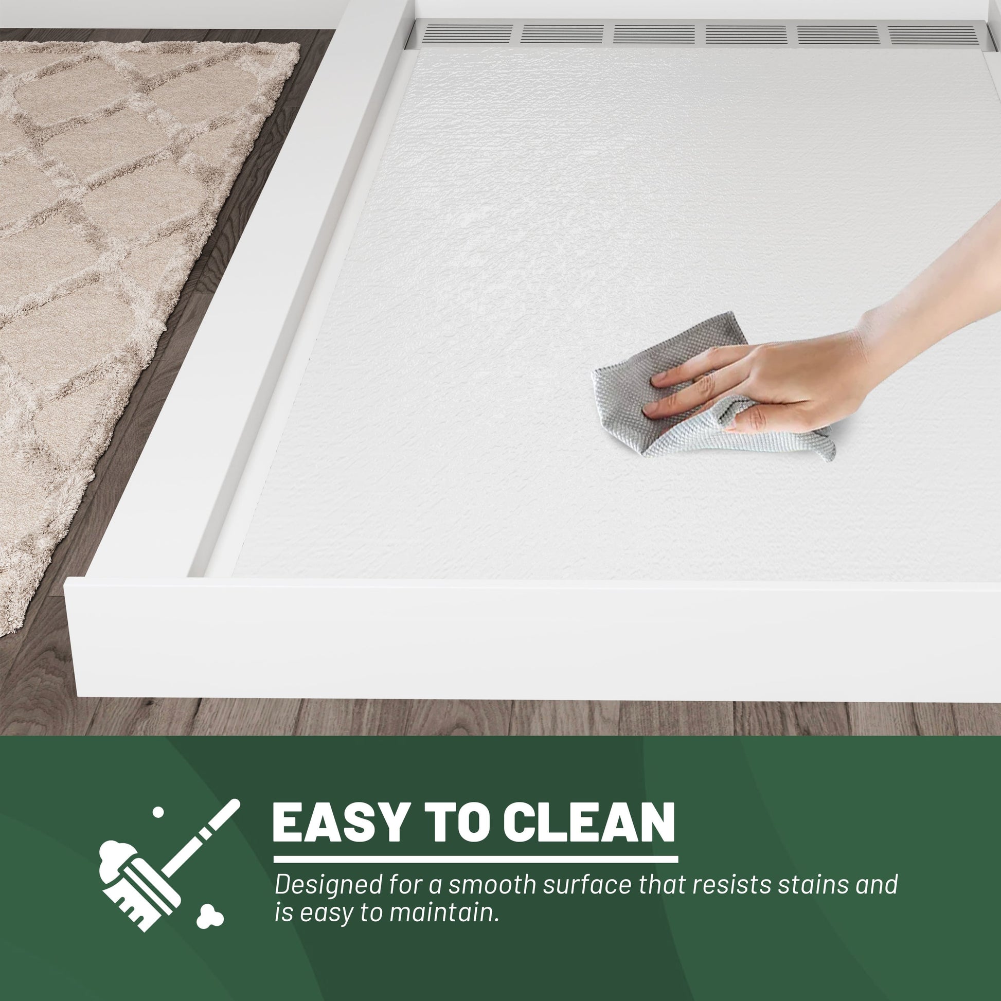 Cultured Marble Solid Surface Shower Base with Anti-Slip Textured Floor for Modern Bathrooms