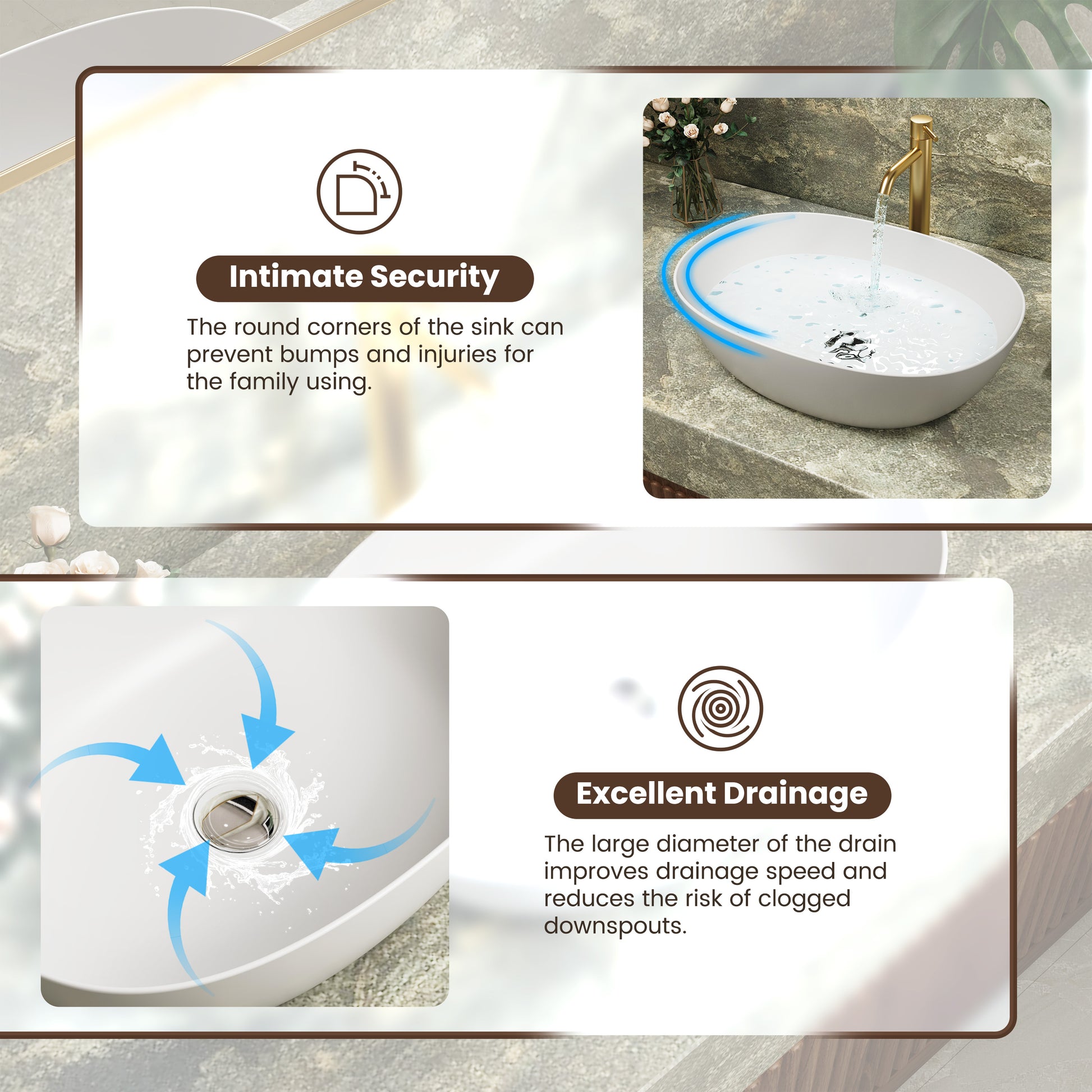 22" Oval Solid Surface Bathroom Vessel Sink in Matte White