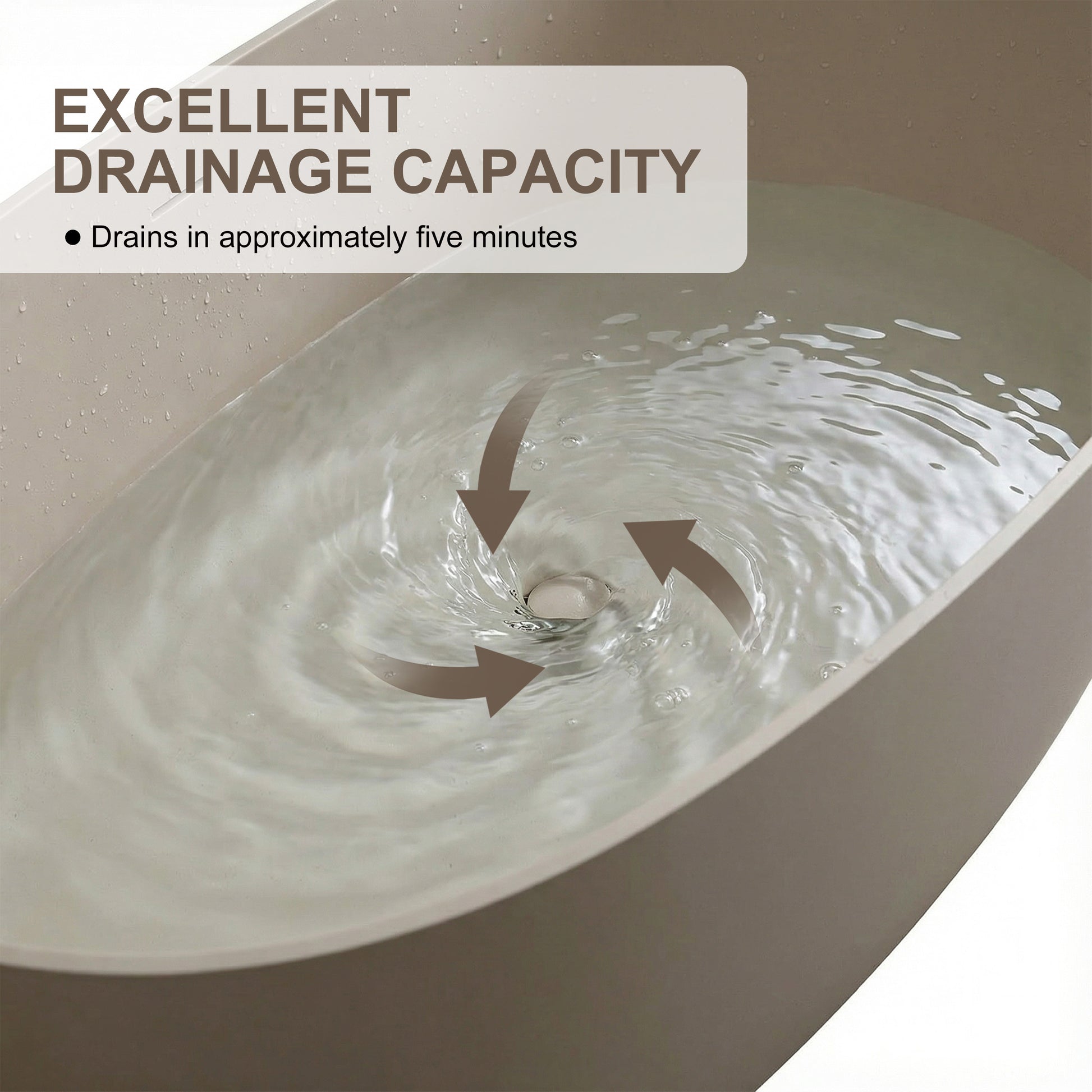 57"/61"/65"/69" Minimalist Solid Surface Freestanding Bathtub in Pine Crest and Shadow Whisper