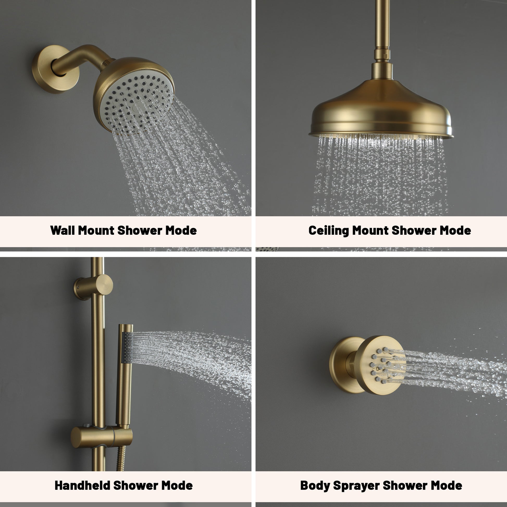 8" Dual Shower Head System with Slide Bar & Hand Shower & 4 Body Jets 