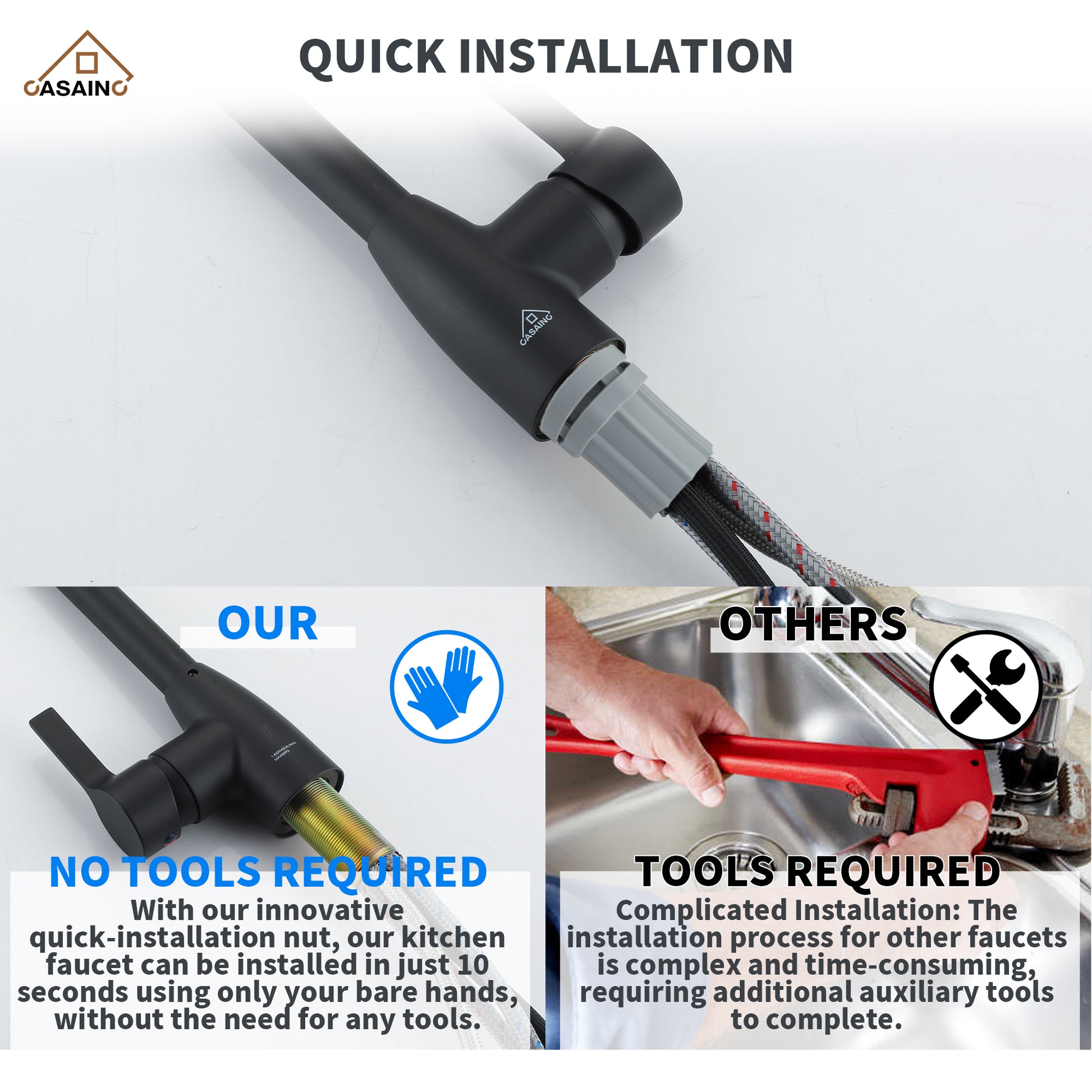 Kitchen Faucet with Pull Down Sprayer Three Function Spray Head