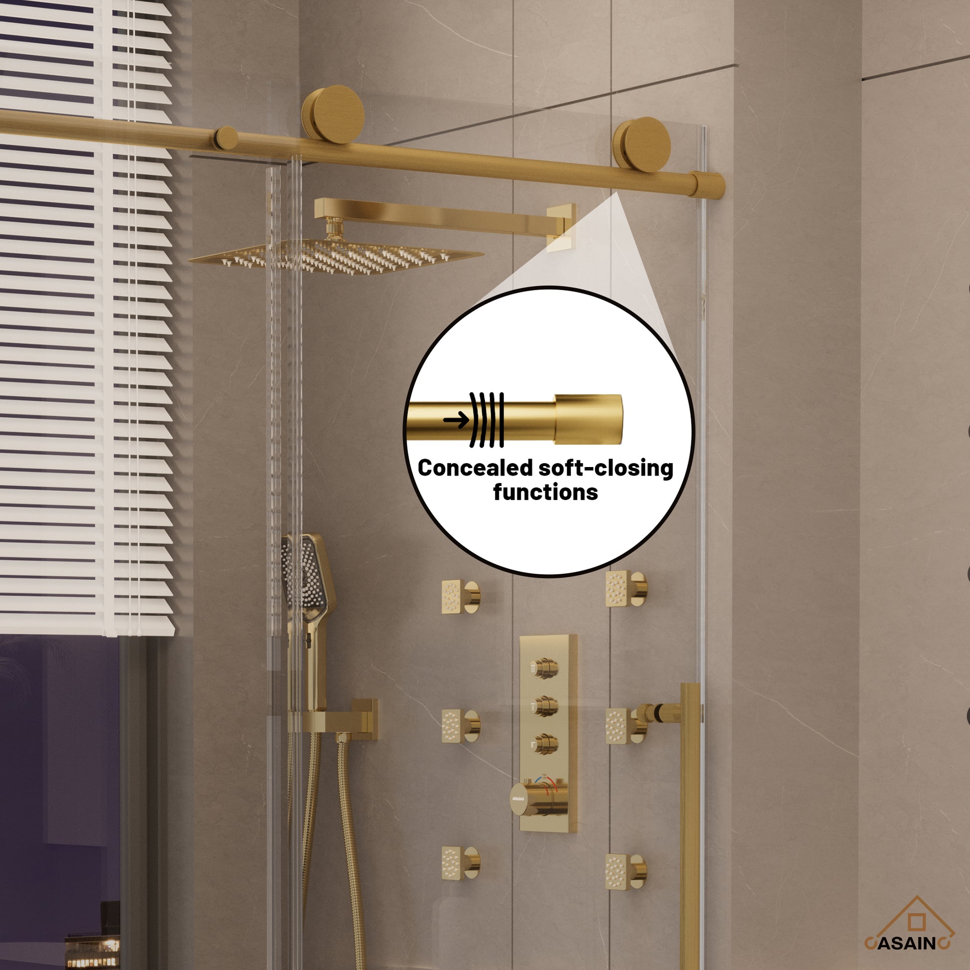 48"x76" Frameless Laminated Layer Glass Shower Door with Cushioned Single Slide Enclosure in Brushed Nickel/Chrome/Matte Black/Brushed Gold