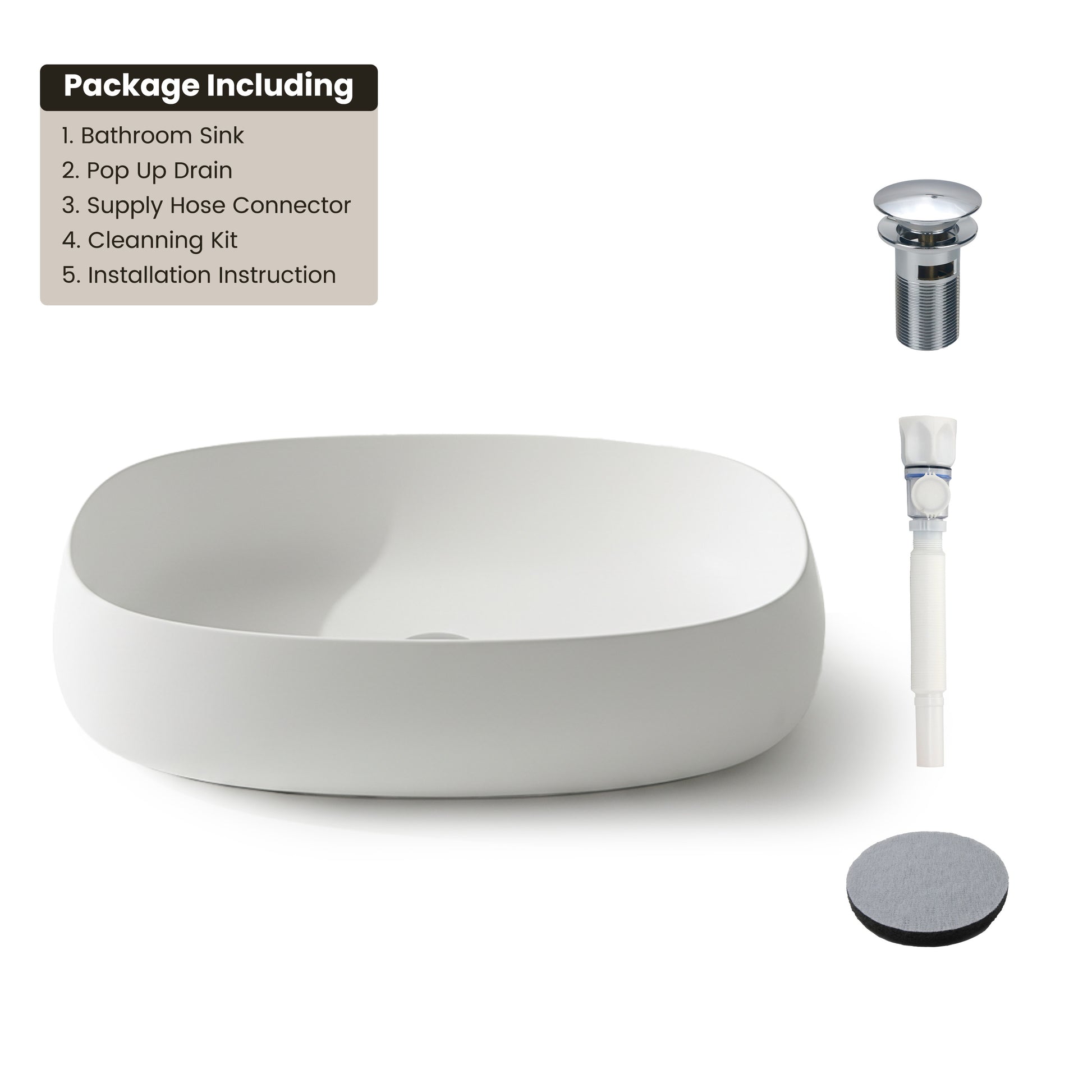 23" Oval Shape Solid Surface Bathroom Sink in Matte White