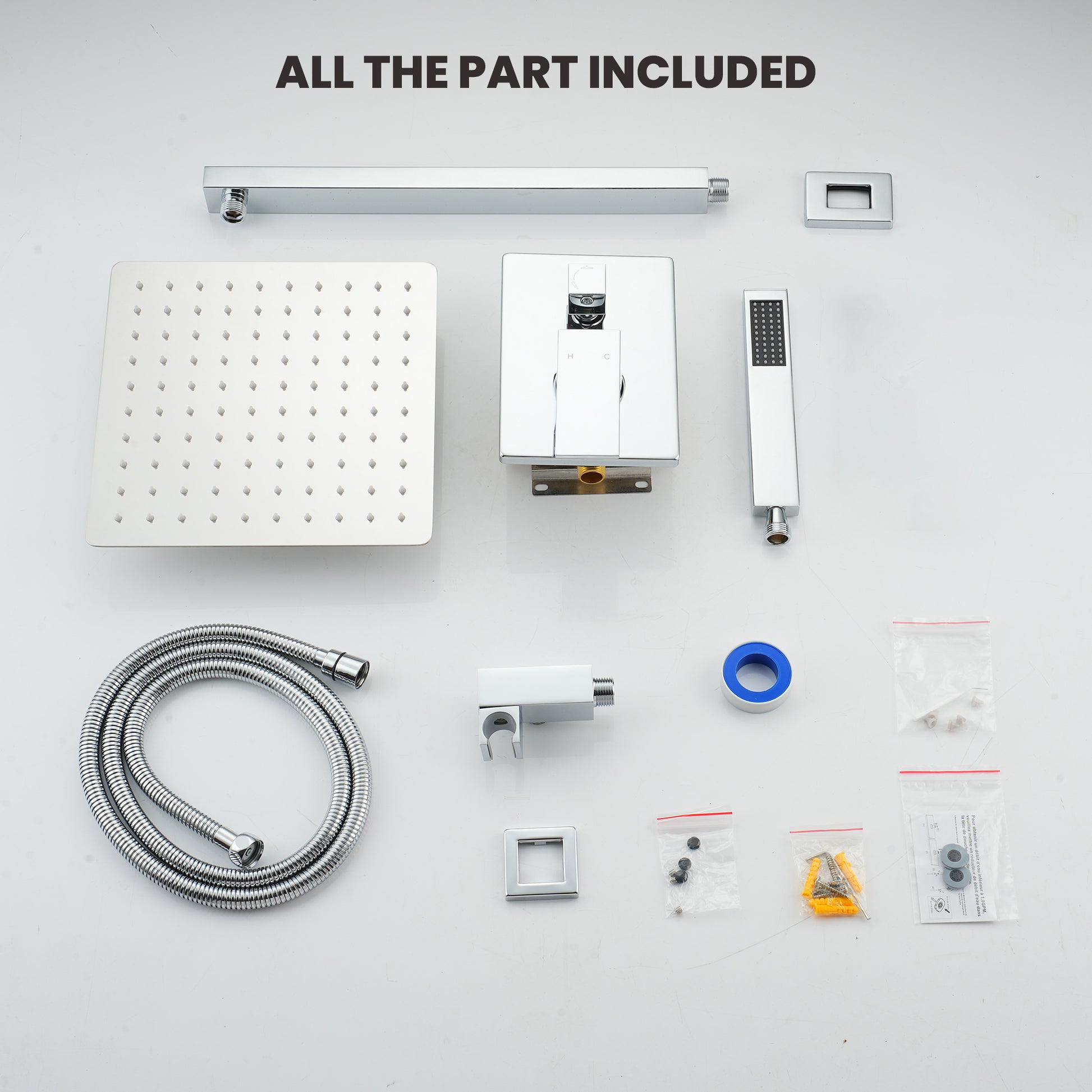 10" Square Brass Shower System with Handheld Shower and Pressure Balance Valve