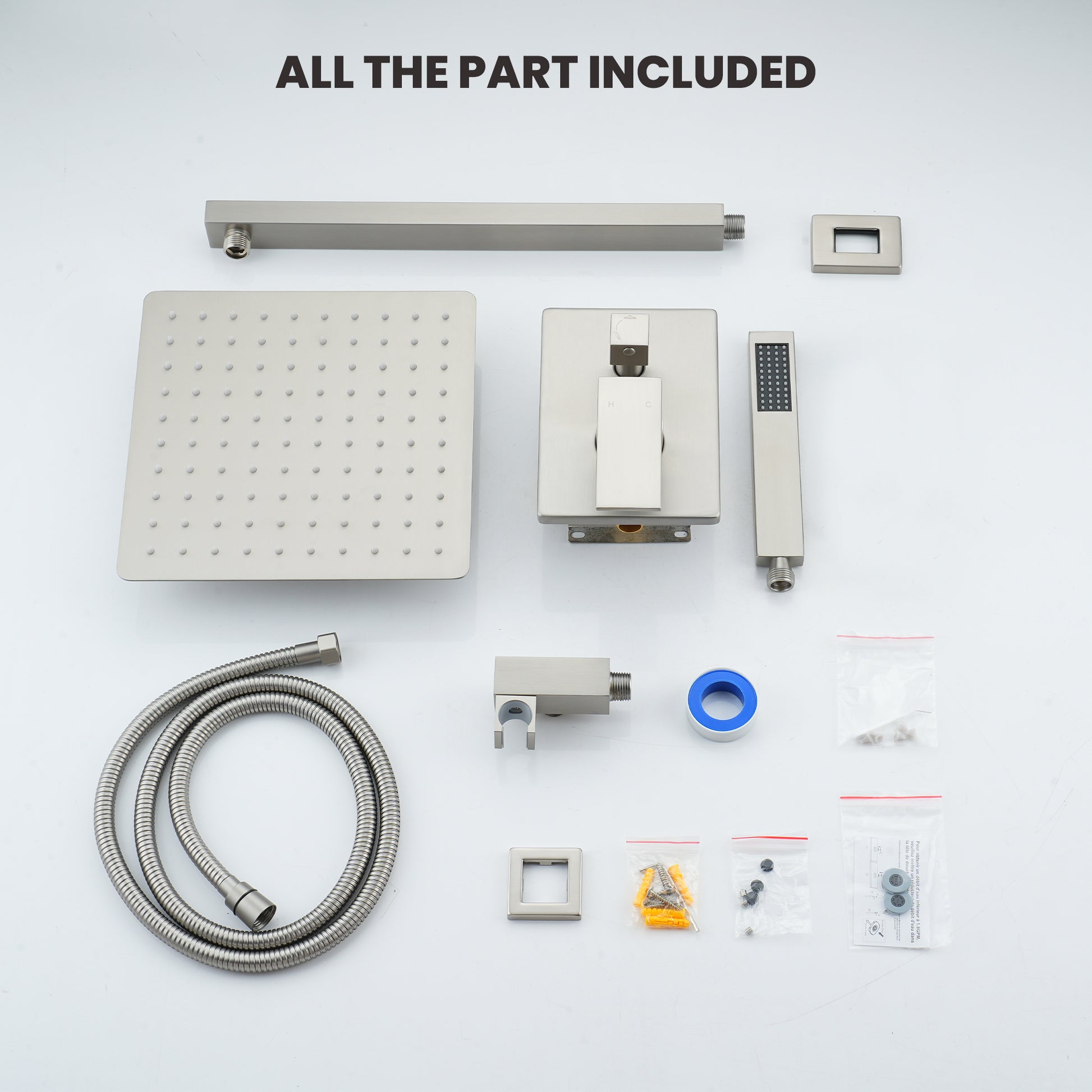 10" Square Brass Shower System with Handheld Shower and Pressure Balance Valve