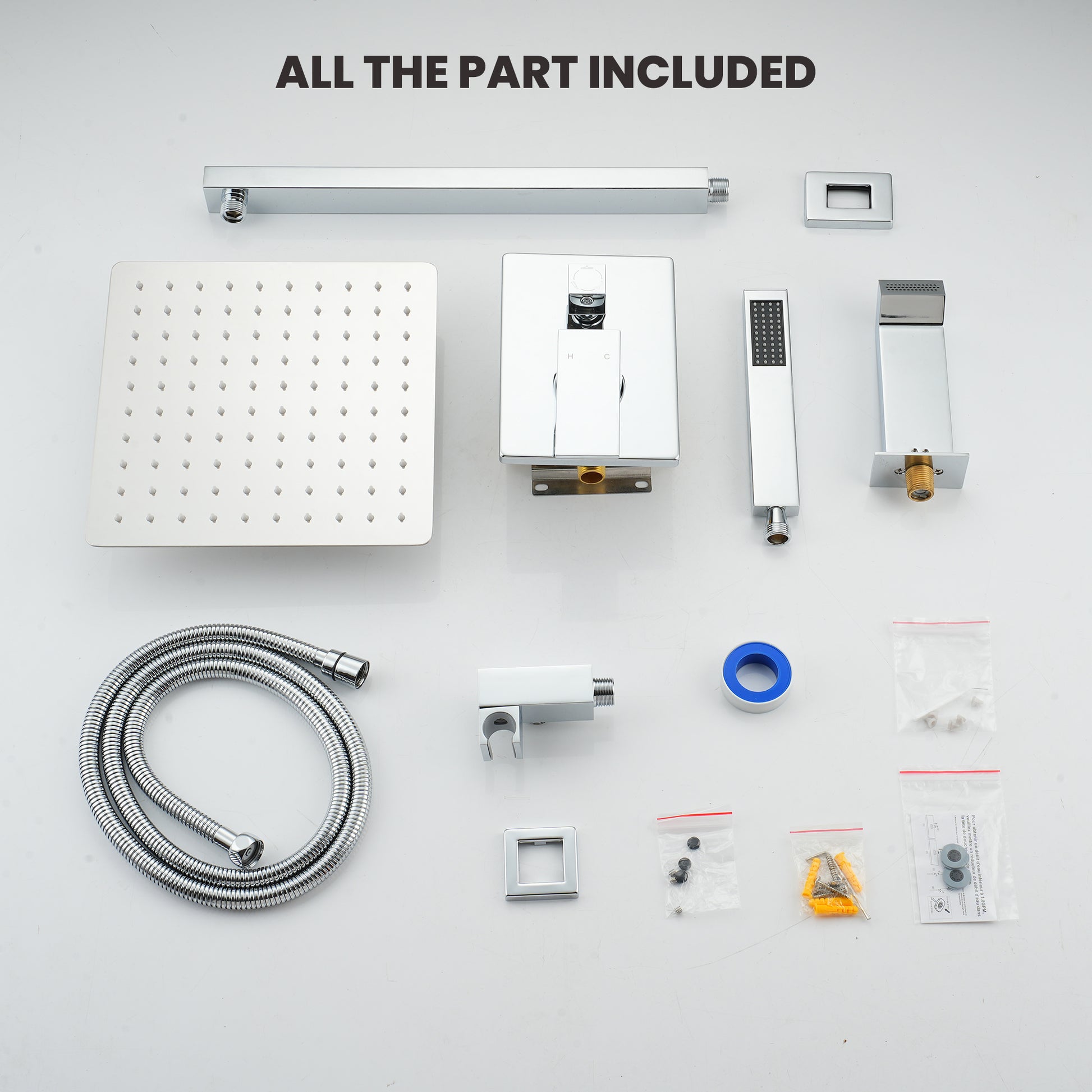 10" Three Function Pressure Balance Shower System with Valve Included