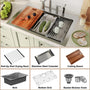33inch 4-Hole Single Bowl Stainless Steel Drop-in Workstation Kitchen Sink with Accessories