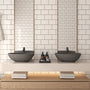 CASAINC 21in Bathroom Egg-shaped Concrete Vessel Sink With Drainer in Black Earth / Mottled Bluish Grey / Blue Ashes