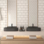 CASAINC 23in Bathroom Concrete Oval Vessel Sink with Drainer in Black Earth / Mottled Bluish Grey / Cold Concrete Grey