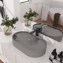 CASAINC 23in Bathroom Concrete Oval Vessel Sink with Drainer in Black Earth / Mottled Bluish Grey / Cold Concrete Grey