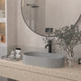 CASAINC 23in Bathroom Concrete Oval Vessel Sink with Drainer in Black Earth / Mottled Bluish Grey / Cold Concrete Grey