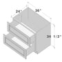 Glacier White RTA 36"W x 24"D x 34.5"H Base Cabinet with 2 Drawers
