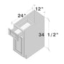 Dark Caramel RTA 12"W x 24"D x 34.5"H Base Cabinet with 1 Drawer and 1 Door