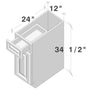 Pearl White RTA 12"W x 24"D x 34.5"H Base Cabinet with 1 Drawer and 1 Door