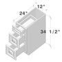 Pearl White RTA 12"W x 24"D x 34.5"H Base Cabinet with 3 Drawers