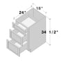 White Shaker RTA 18"W x 24"D x 34.5"H Base Cabinet with 3 Drawers