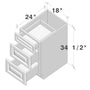 Pearl White RTA 18"W x 24"D x 34.5"H Base Cabinet with 3 Drawers
