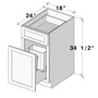 Dove Grey RTA 18"W x 24"D x 34.5"H Waste Basket Base Cabinet with 2 Drawers