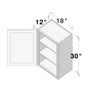 Dove Grey RTA 18"W x 12"D x 30"H Standard Wall Cabinet with 1 Door and 2 Shelves