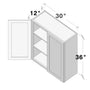 Dove Grey RTA 30"W x 12"D x 36"H Standard Wall Cabinet with 2 Doors and 2 Shelves