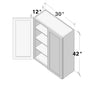Dove Grey RTA 30"W x 12"D x 42"H Standard Wall Cabinet with 2 Doors and 3 Shelves