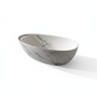67" Luxury Freestanding Egg-Shaped Solid Surface Soaking Tub with Crescent Deck