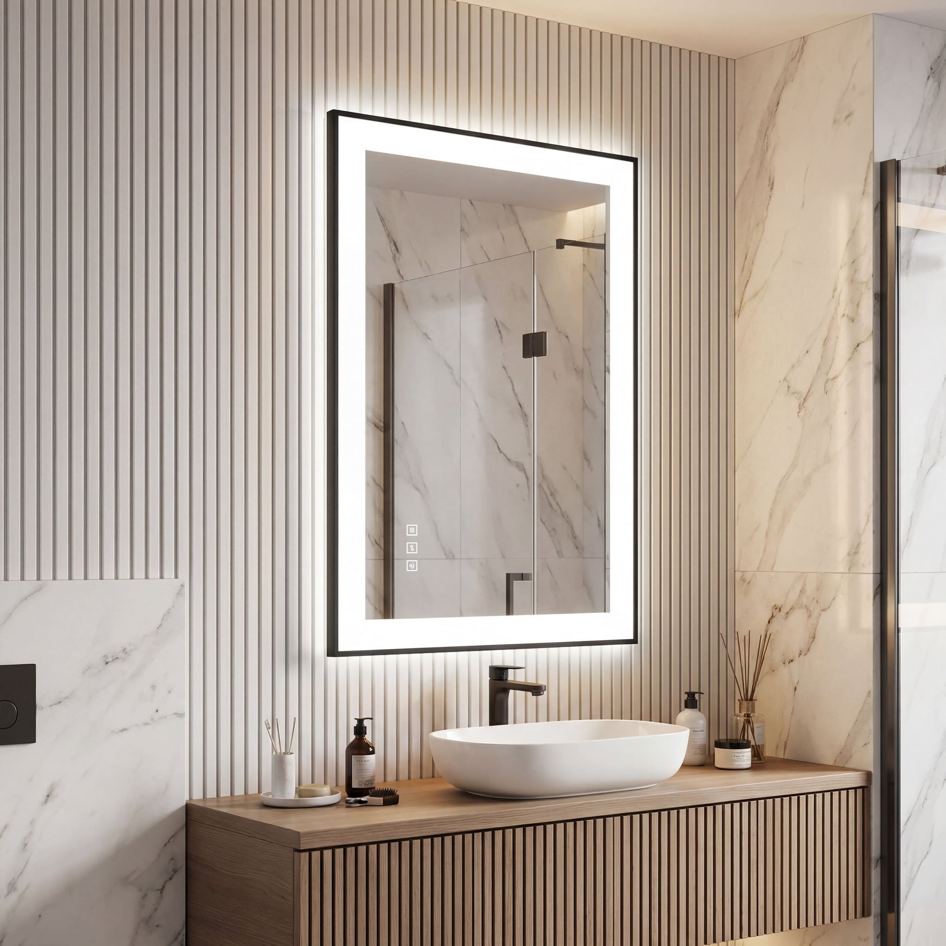 Dual Frame Layers LED Bathroom Mirror with Dual Light Strips