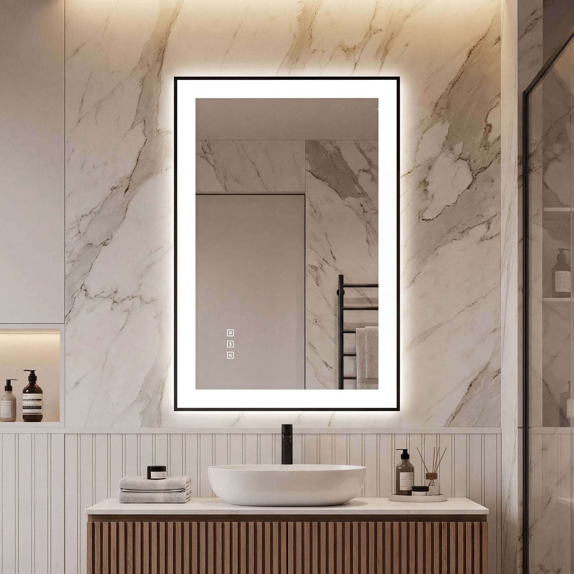 Dual Frame Layers LED Bathroom Mirror with Dual Light Strips