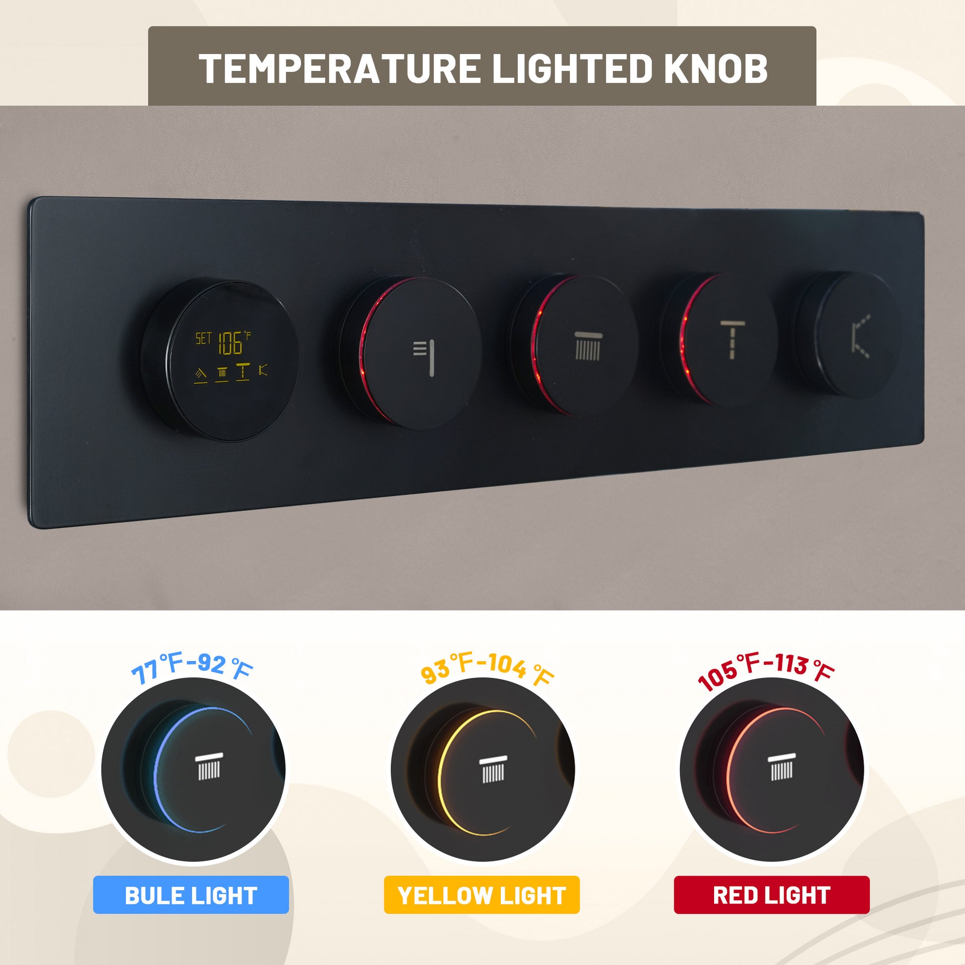 27.55*13.78 inch 4-Function Luxury Digital Shower System with LED & Bluetooth